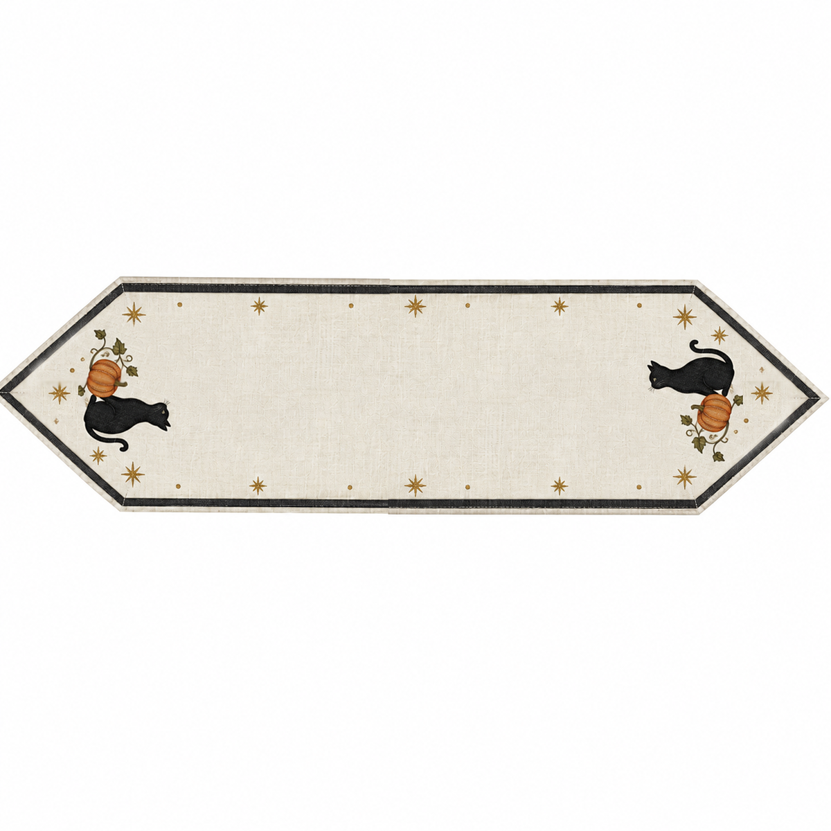 Mystic Black Cat & Pumpkin Halloween Table Runner