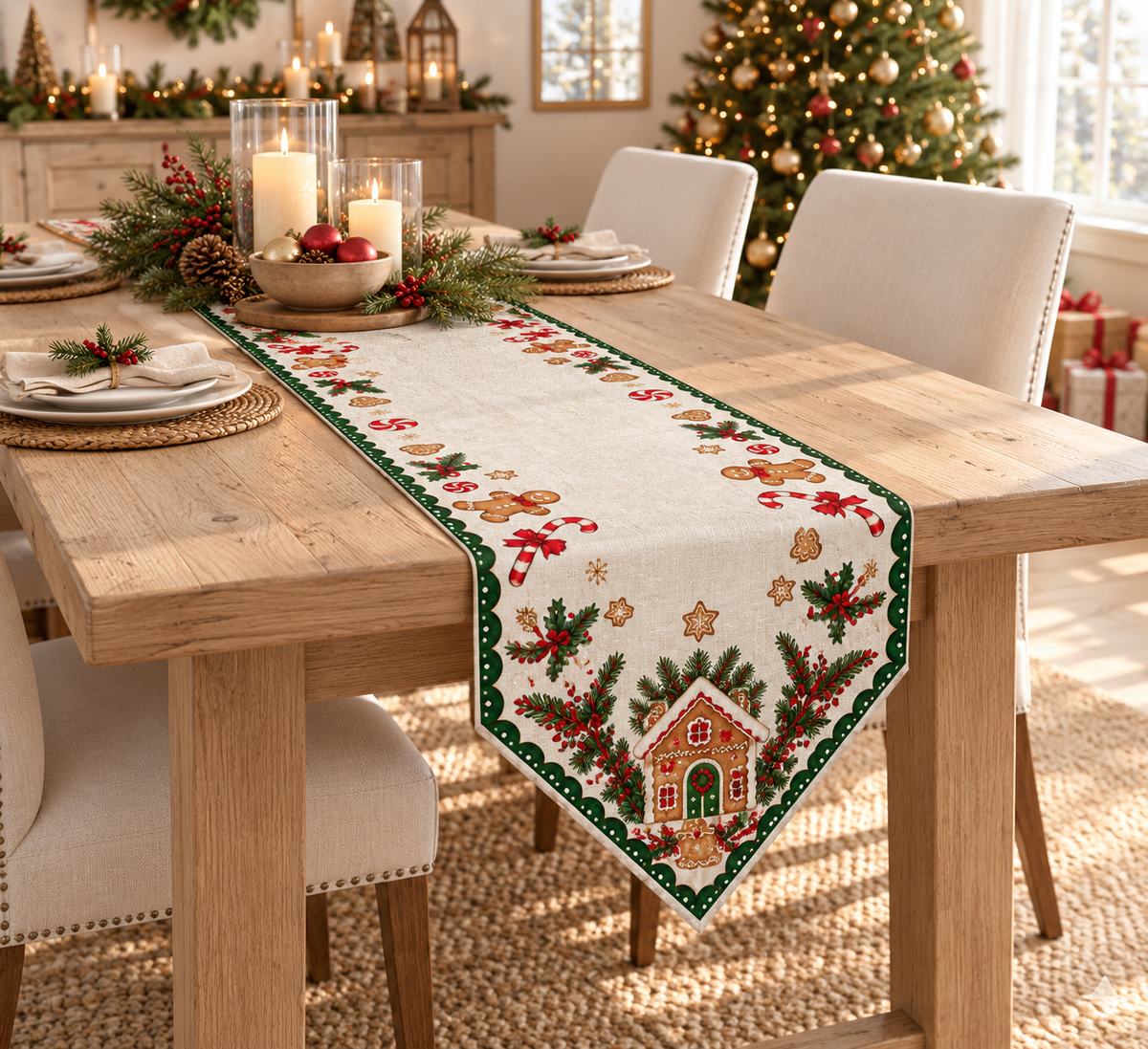 Christmas Gingerbread Table Runner