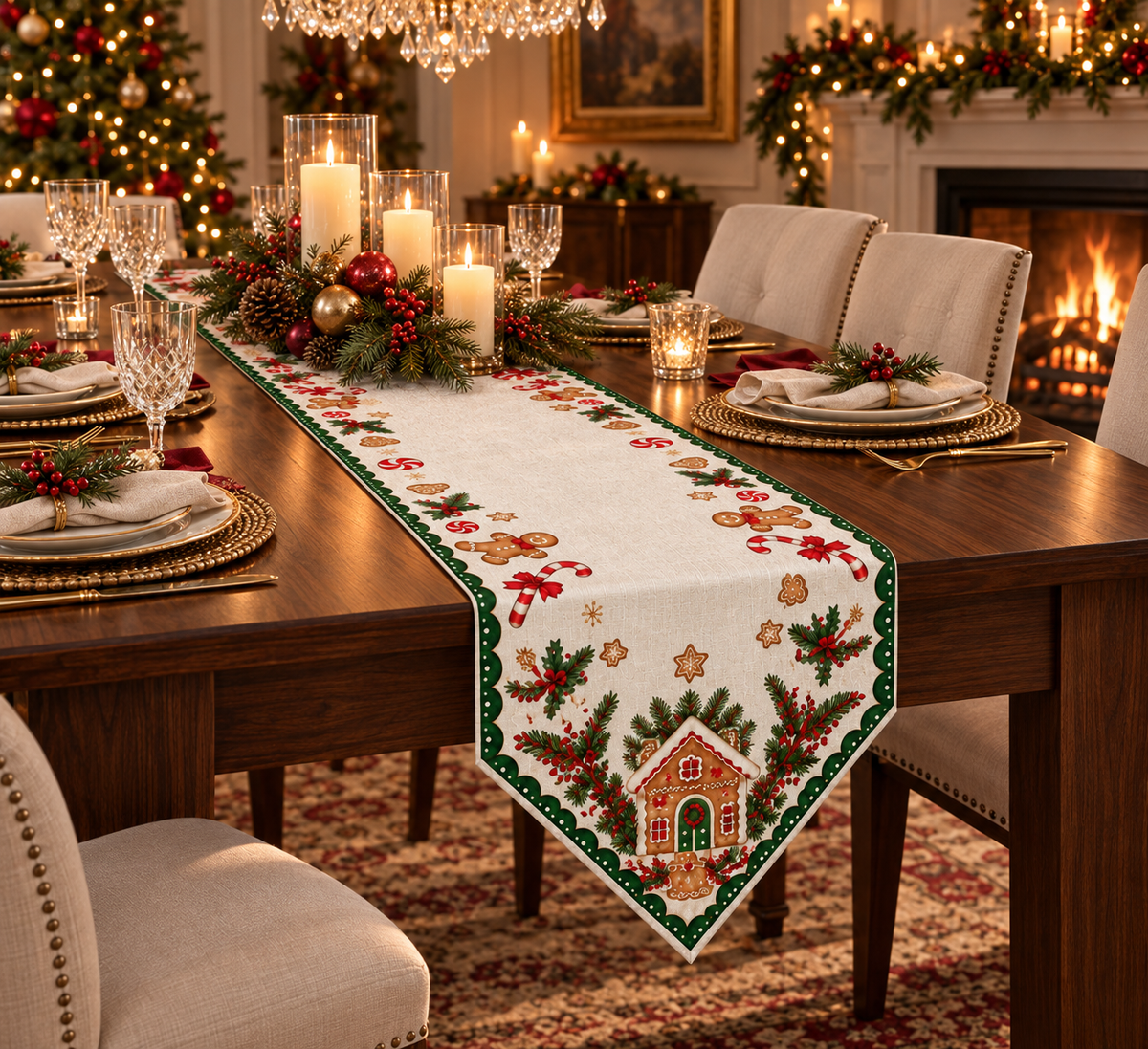 Christmas Gingerbread Table Runner