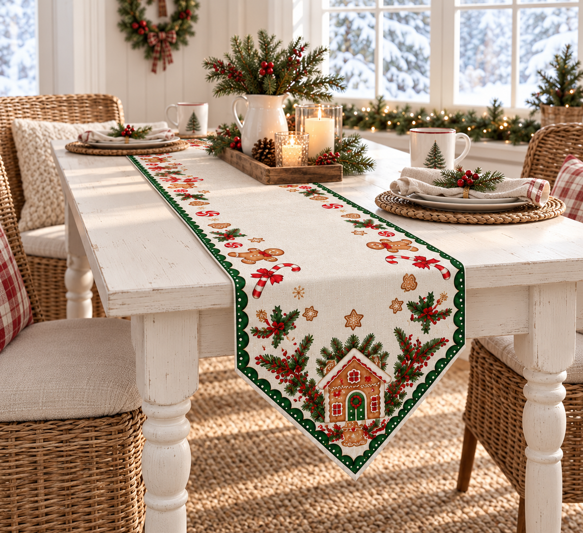 Christmas Gingerbread Table Runner