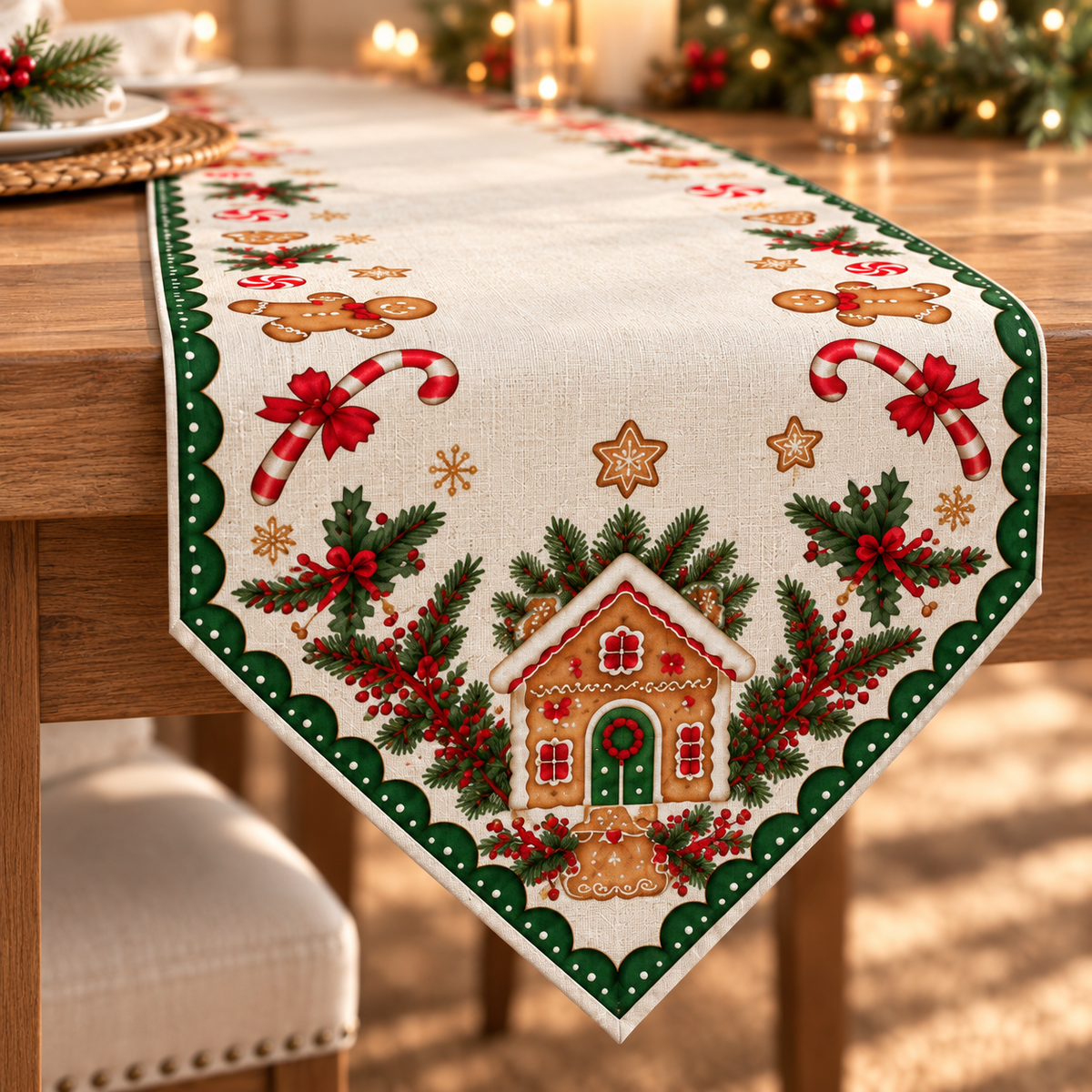 Christmas Gingerbread Table Runner