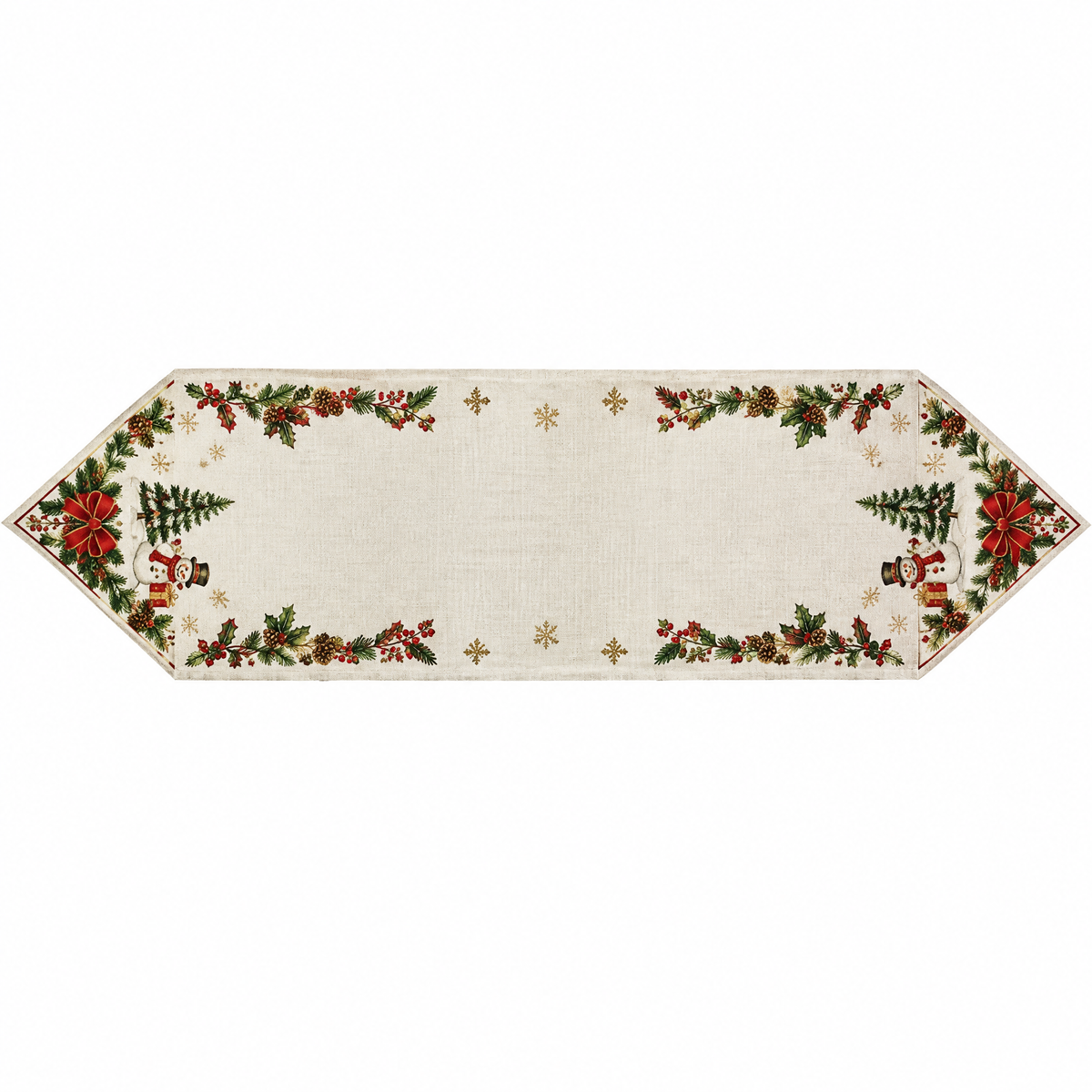 Christmas Holly & Poinsettia Table Runner