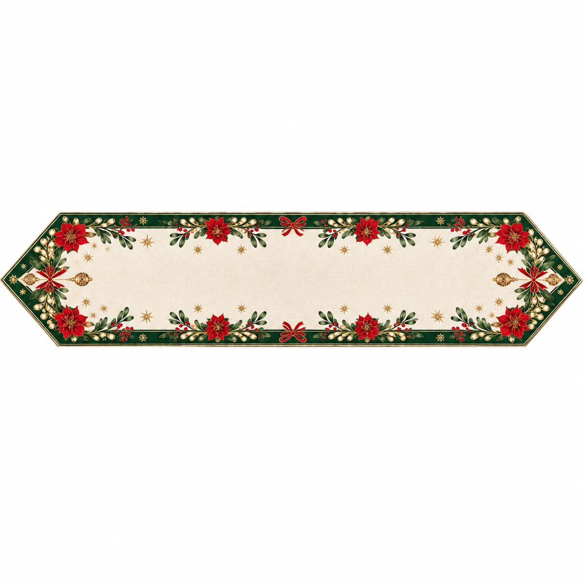Christmas Poinsettia & Mistletoe Table Runner
