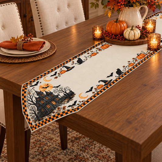Halloween Haunted House Table Runner