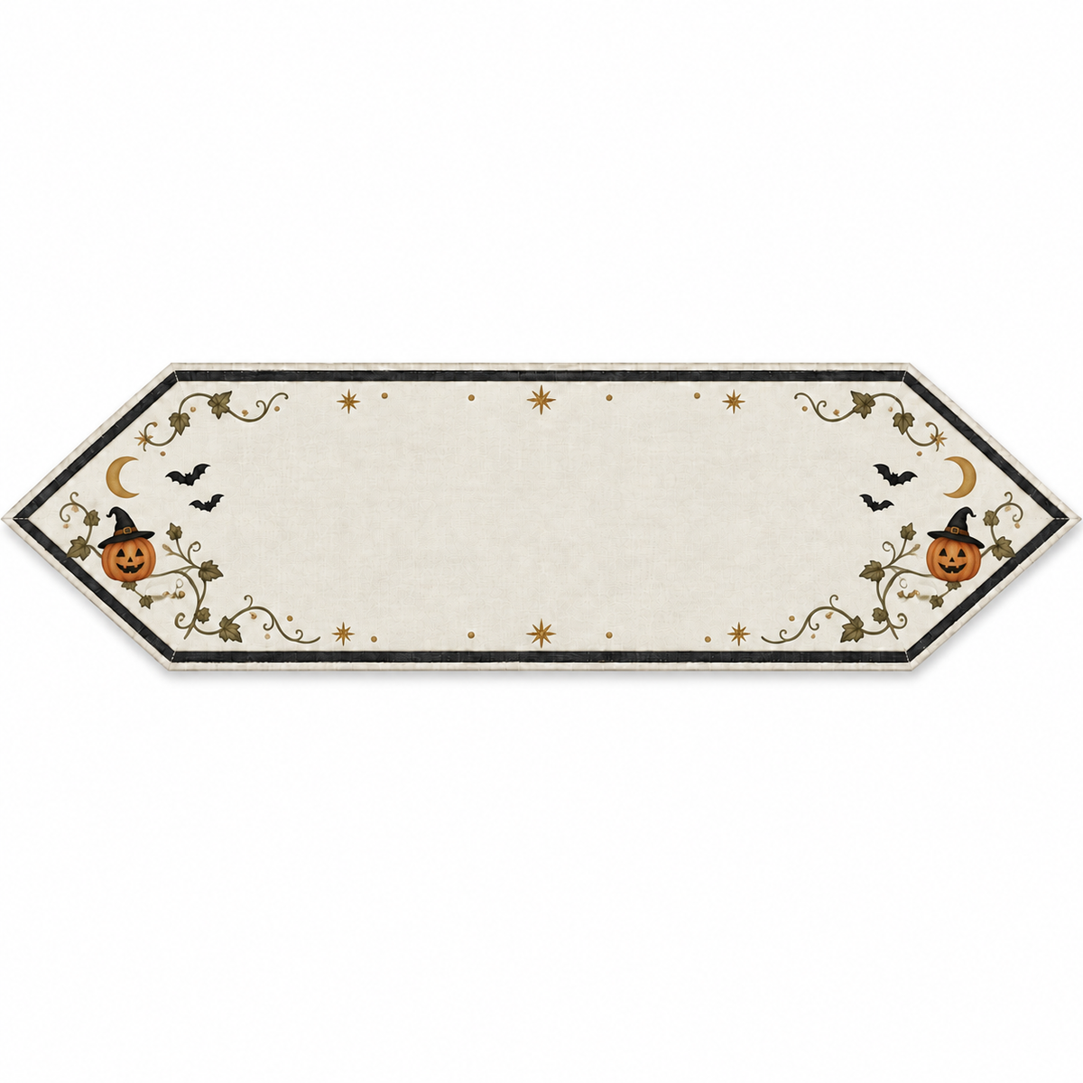 Enchanted Pumpkin & Crescent Moon Halloween Table Runner