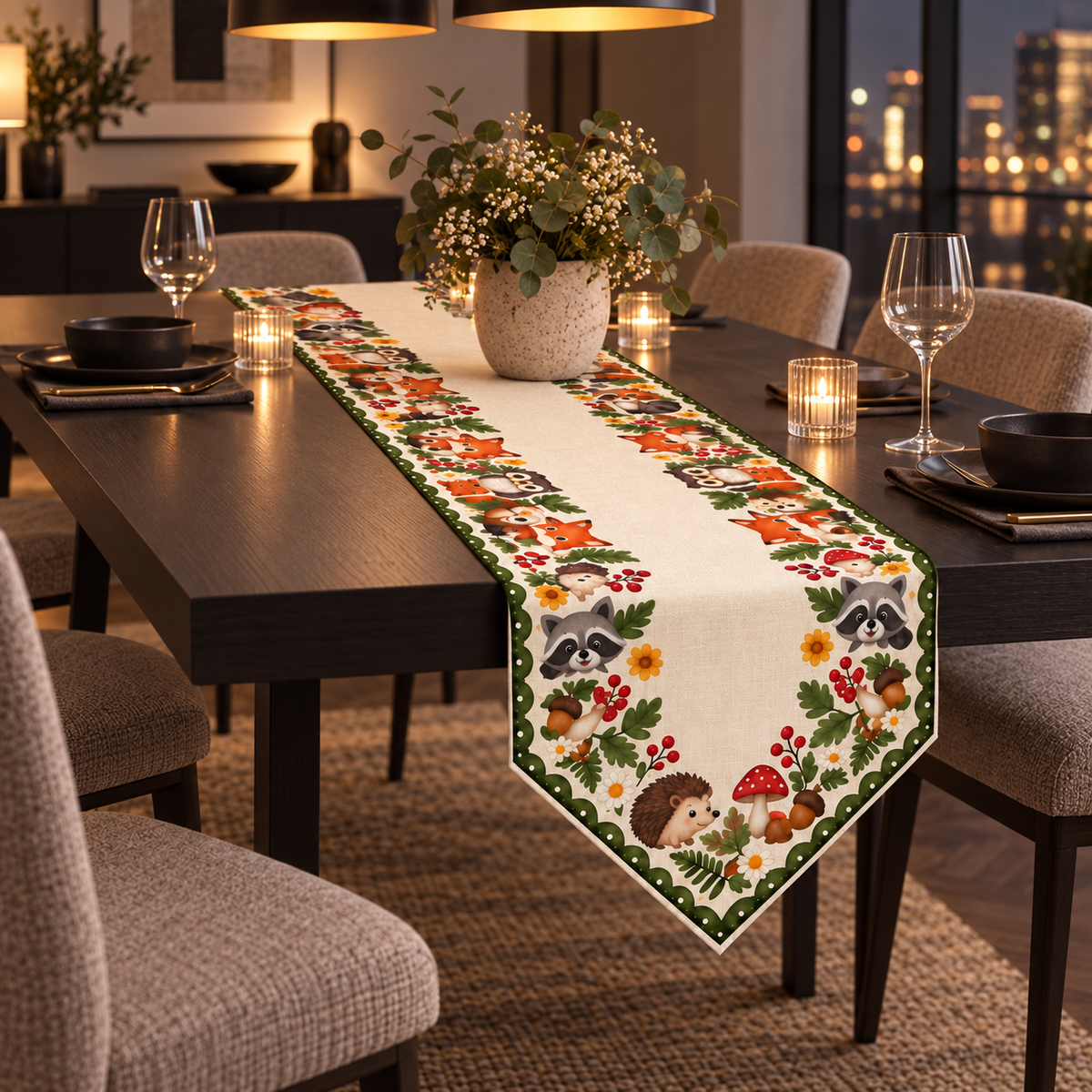 Woodland Friends Autumn Table Runner