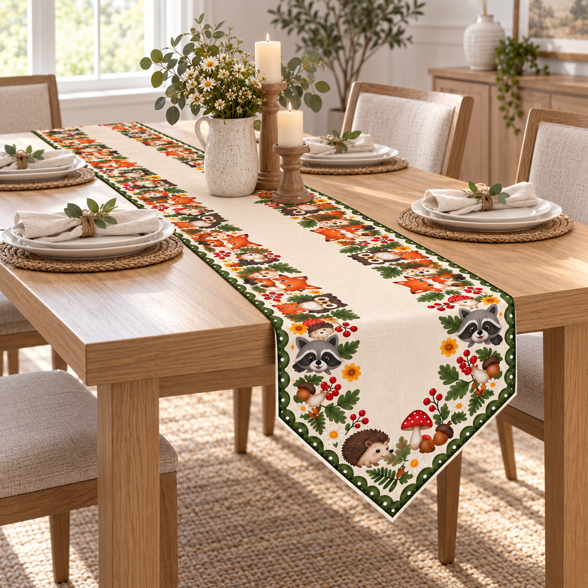 Woodland Friends Autumn Table Runner