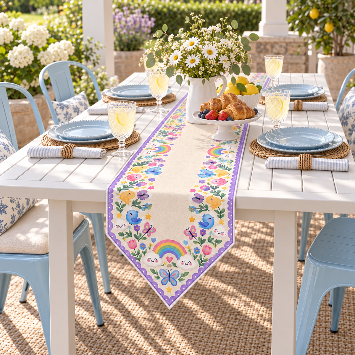 Rainbow Garden Butterfly Table Runner