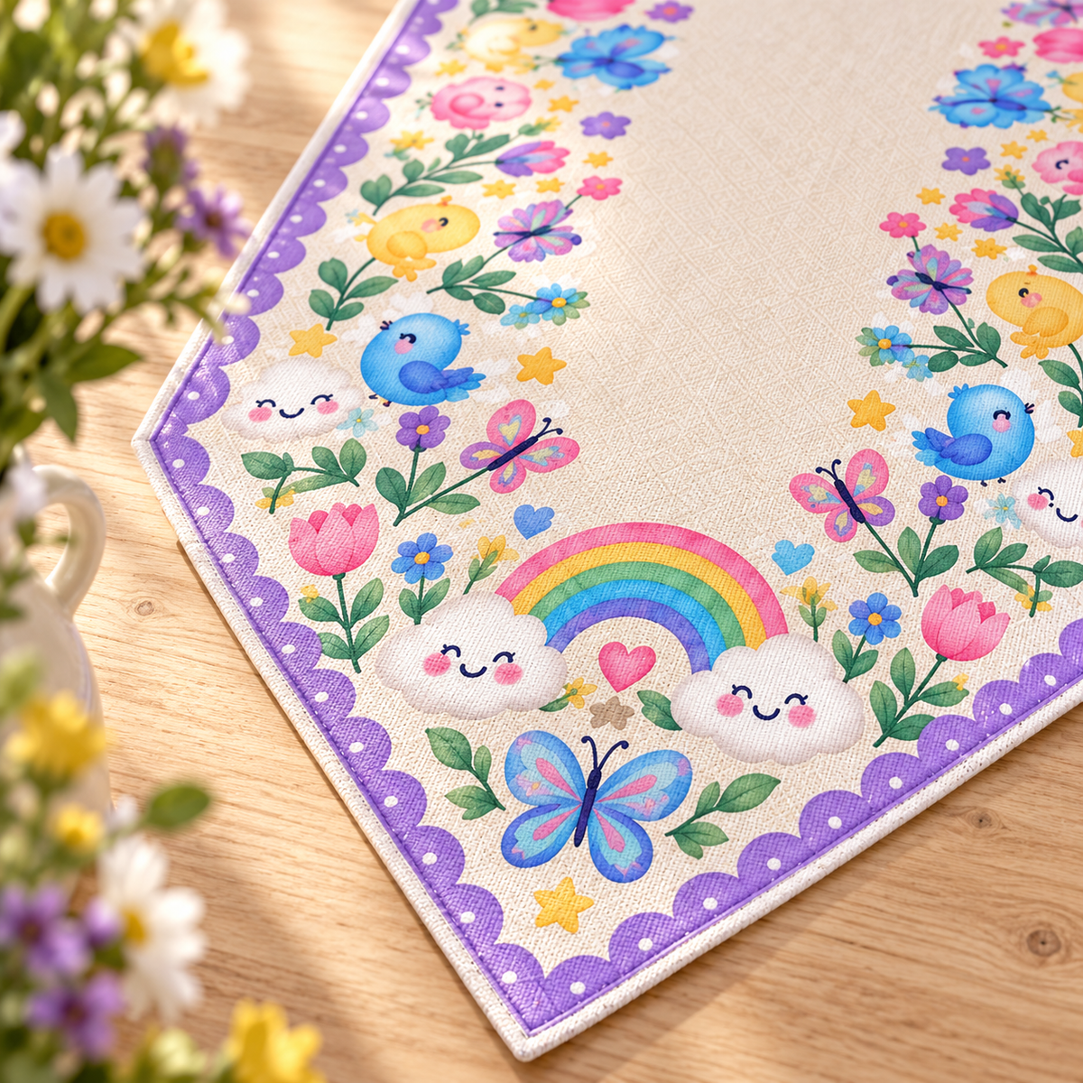 Rainbow Garden Butterfly Table Runner