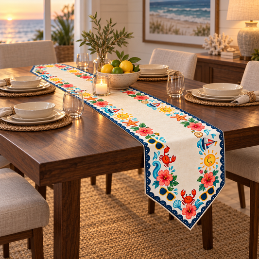 Sunny Seaside Sailboat Table Runner