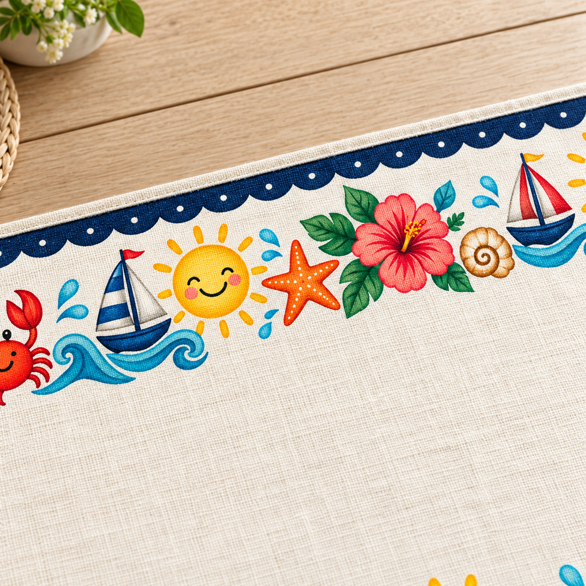 Sunny Seaside Sailboat Table Runner