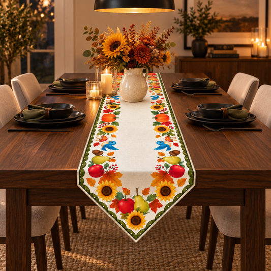 Harvest Sunflower & Pumpkin Table Runner