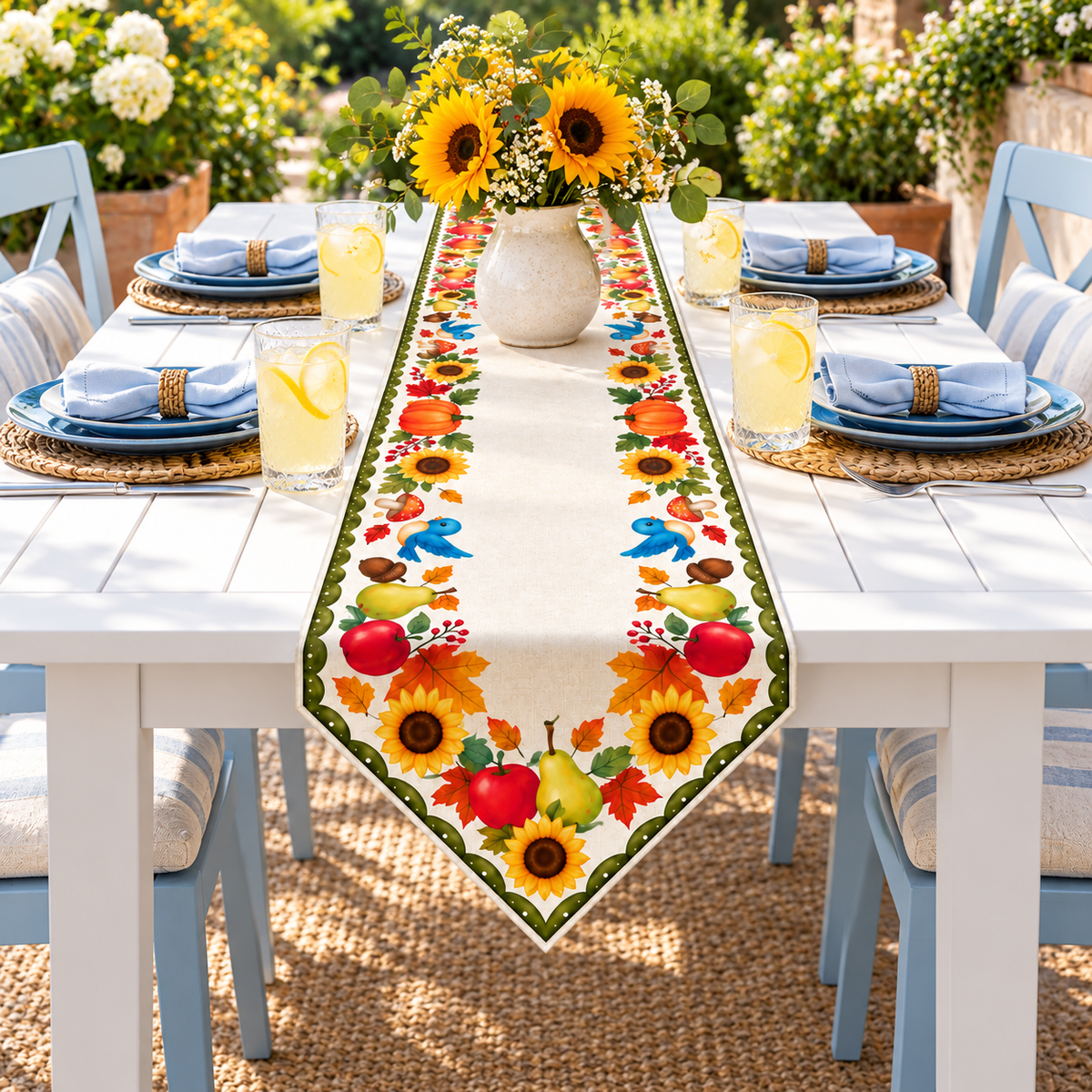 Harvest Sunflower & Pumpkin Table Runner