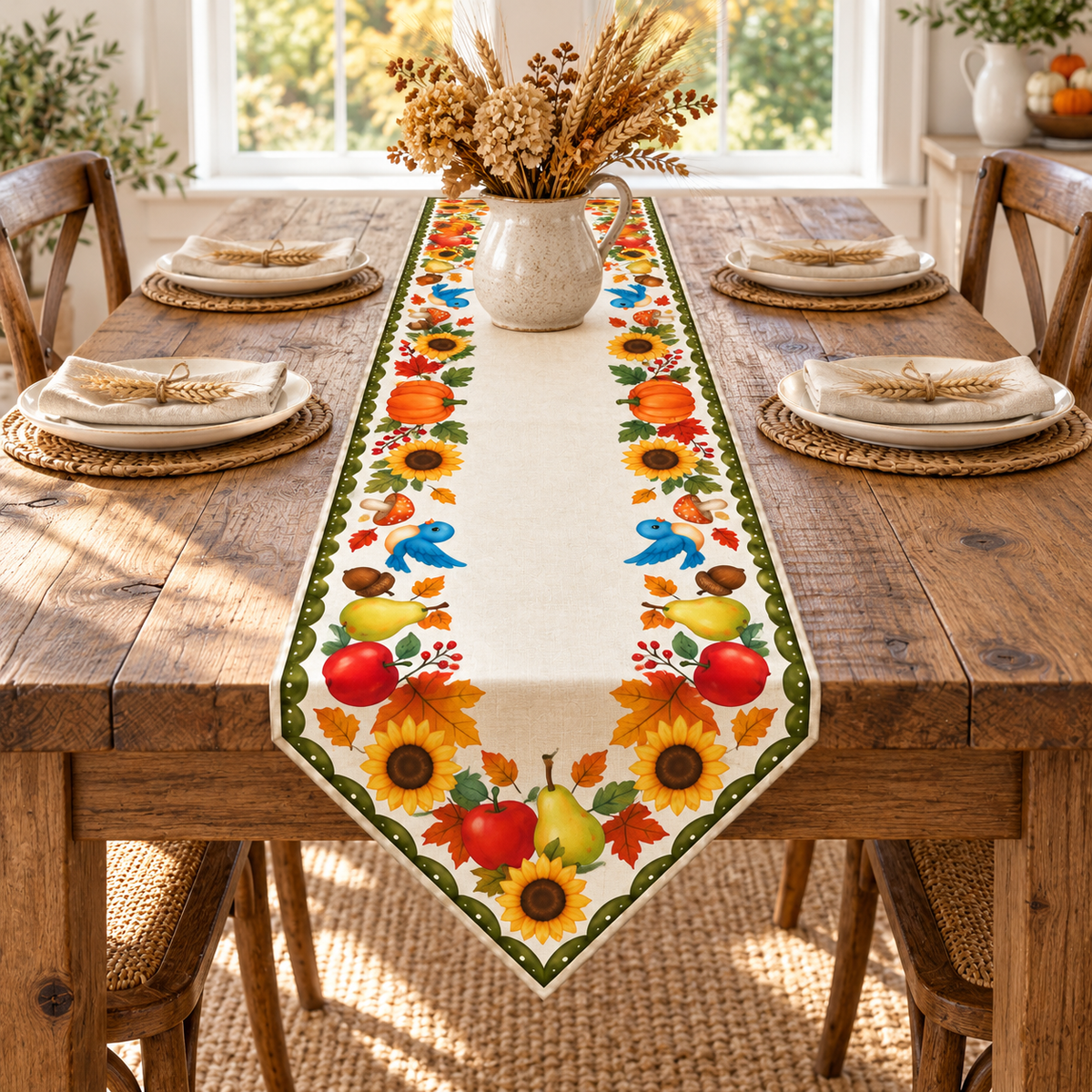 Harvest Sunflower & Pumpkin Table Runner